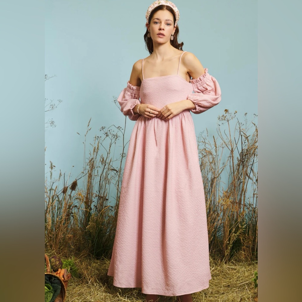 Sister Jane DREAM 'Homestead' Off Shoulder Ballet Pink Dress Small Bridgerton